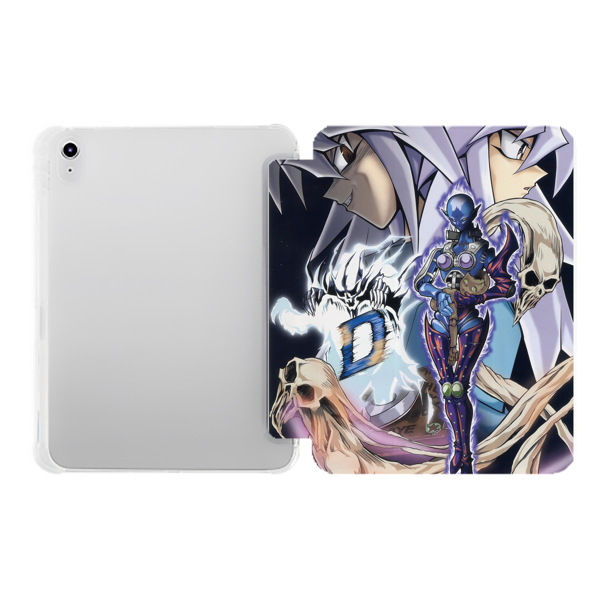 （画像用） 遊☆戯☆王 Yu-Gi-Oh! IPad ケース ペン収納付き 三つ折りスタンド PUレザー×シリコン 対応機種9.5/10.5/10.9インチ